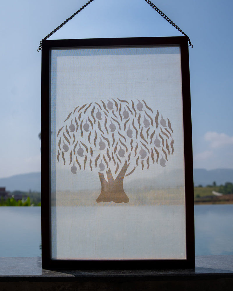 Aamr Shvet Jamdani Fabric Art in Wood
