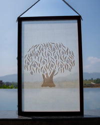 Aamr Shvet Jamdani Fabric Art in Wood