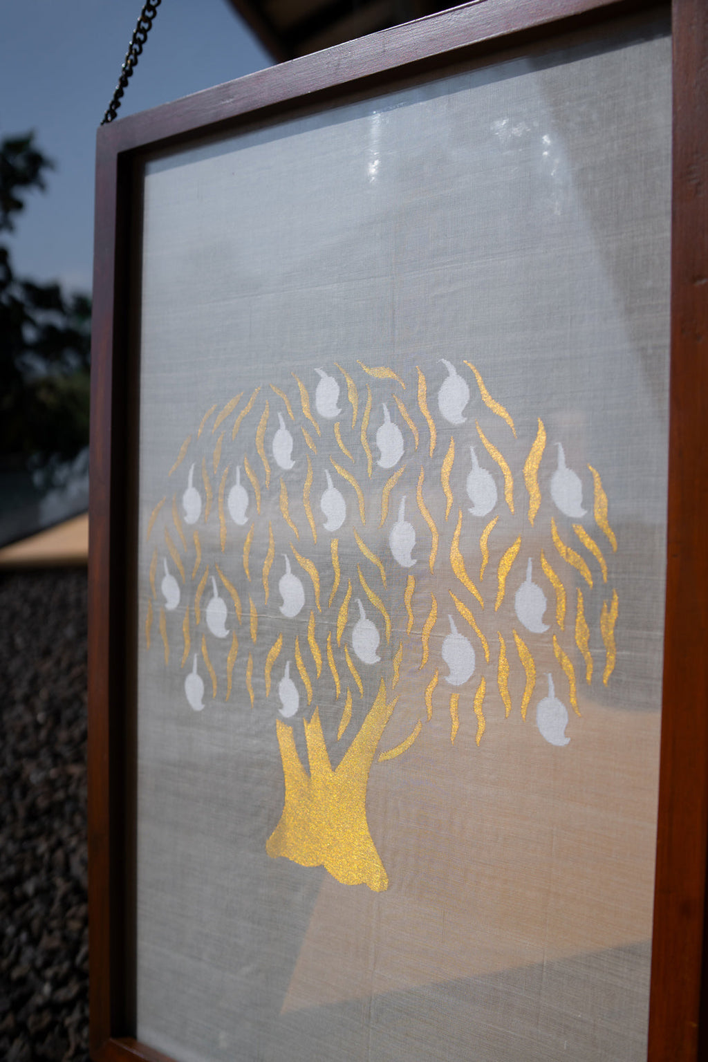 Aamr Shvet Jamdani Fabric Art in Wood