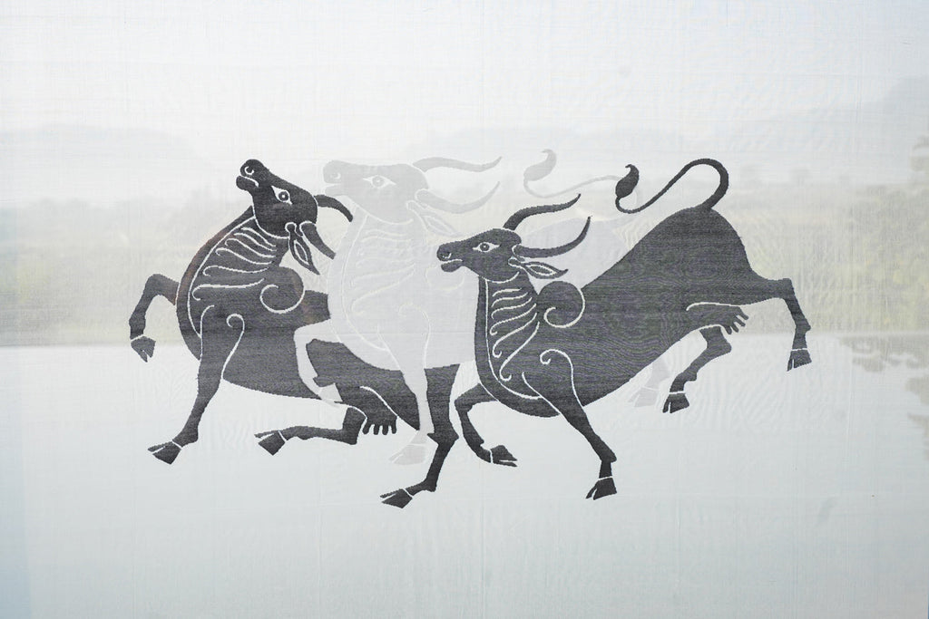 Kamdhenu Jamdani Fabric Art in Wood